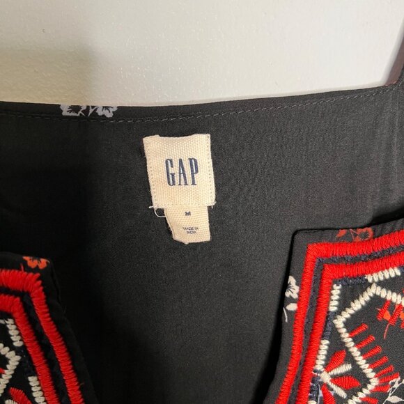 Gap Black Sleeveless Floral Maxi Dress Embroidered Vneck Wimsygoth Boho size Med - Picture 5 of 10